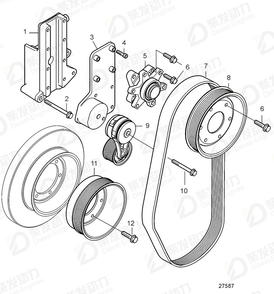 volvo penta Belt tensioner 21919231 Drawing